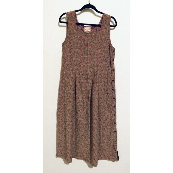 April Cornell Dress Womens Medium Purple Floral Lightweight Corduroy  Cottagecore